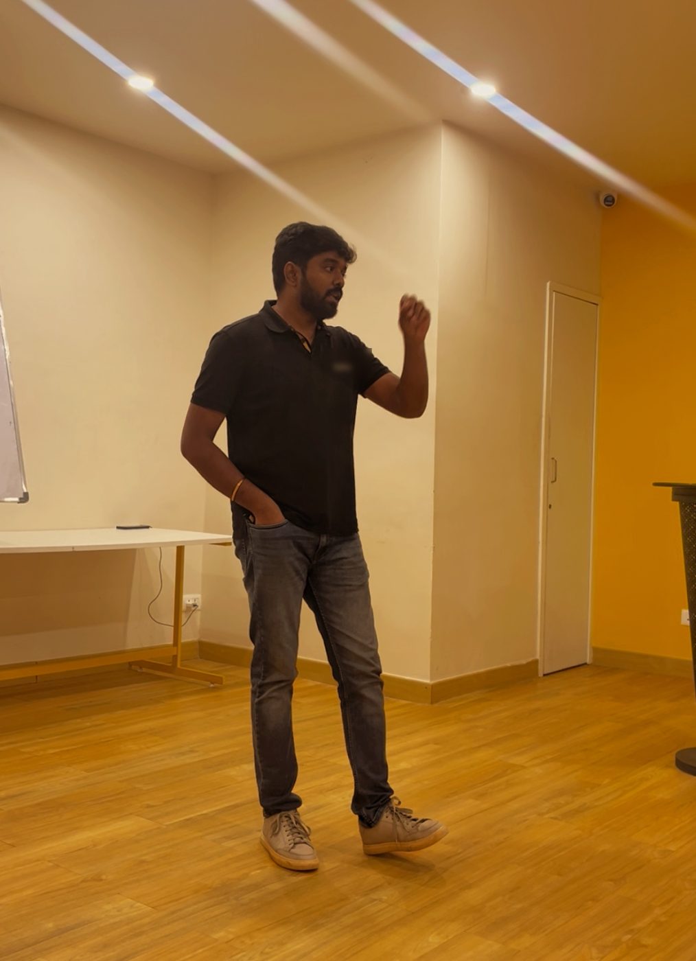 Chanakian explaining a point during a workshop